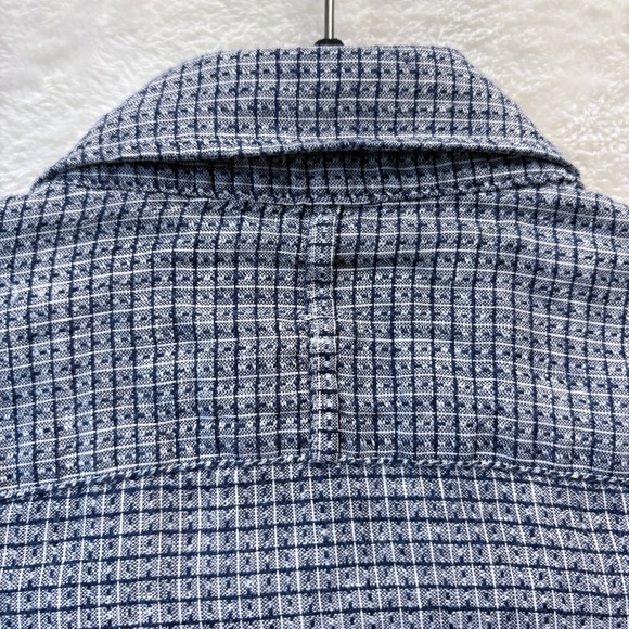 Banana Republic 100% Linen Button Down Shirt Men Medium Blue Pattern Camden Fit - Picture 10 of 12